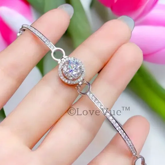 Certified 1ct. t.w. Diamond Brilliant Cut Halo Bar Bracelet